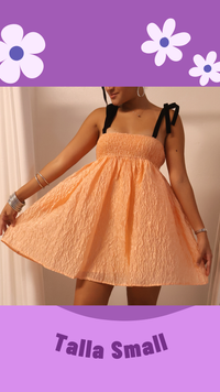 Peach Babydoll Dress with Bow Straps