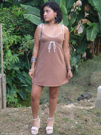 Contrast Bow Flare Mini Dress