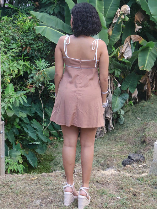 Contrast Bow Flare Mini Dress