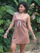 Contrast Bow Flare Mini Dress